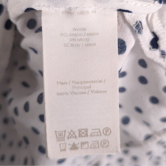 Boden Elsie Polka Dot Peplum Blouse Top White‎ Navy V-Neck Long Sleeve Size 8P - Picture 11 of 12